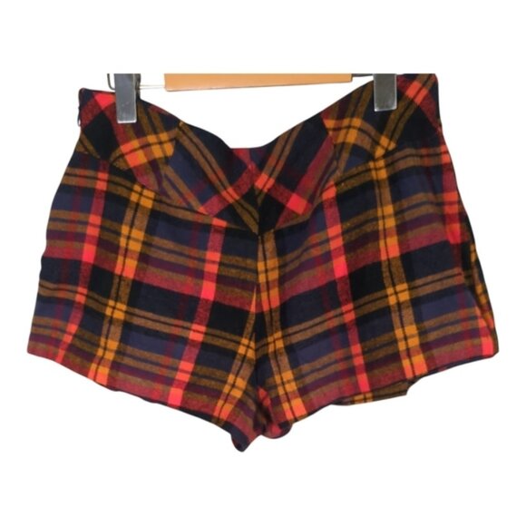 NWT Free People Someday Navy and Orange Plaid Mini Skort Size 8 - Picture 4 of 10